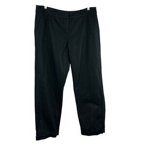 J Jill Straight Leg Cotton Linen Blend Pants Women 14 Black Minimal Classic Work